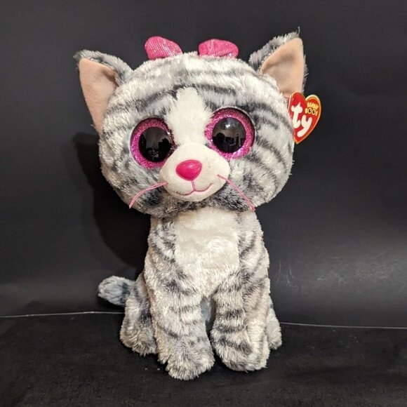 Ty Beanie Boo KiKi the Cat 9” Plush Bean Bag Stuffed Animal Tabby Cat - Picture 1 of 10